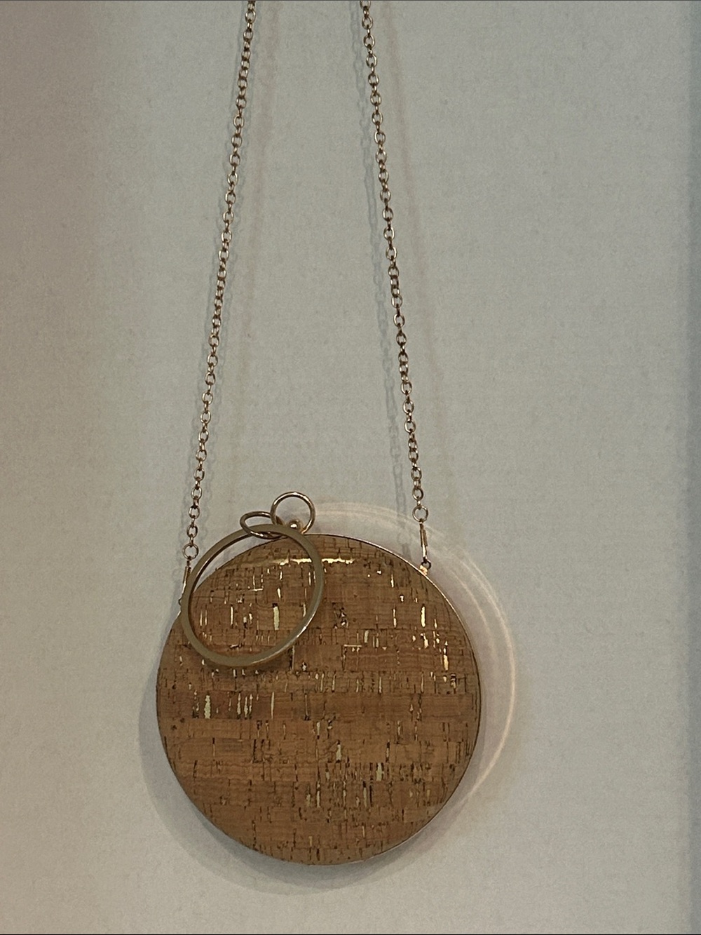 Round Cork Pendant Crossbody Bag in Natural Brown